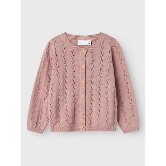 Name IT Mädchen Nmfbanni Ls Knit Card Noos Strickjacke, Deauville Mauve, 98 EU