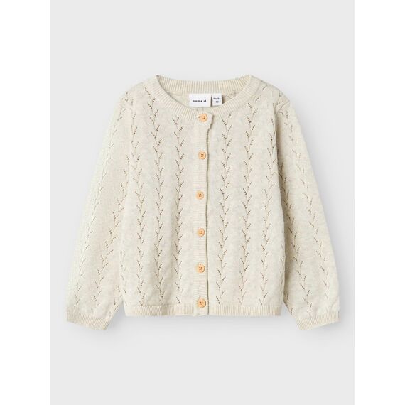 Name IT Mädchen Nmfbanni Ls Knit Card Noos Strickjacke, Peyote Melange, 110 EU