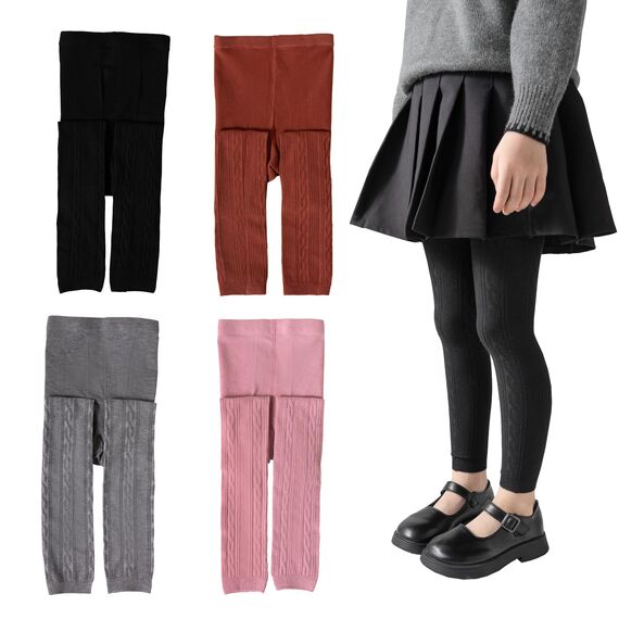 Silkglory Strickstrumpfhosen Strumpfhosen für mädchen Hochtaillierte Leggings im 2er-Pack – Nahtloses Design, hervorragende Elastizität, Zeitlose Unifarben,4-5 Jahre