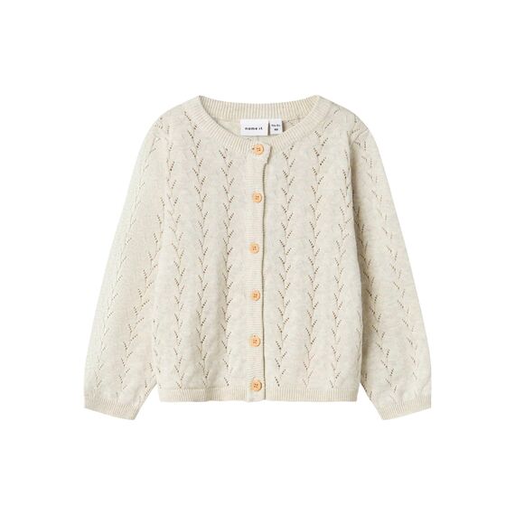 Name IT Mädchen Nmfbanni Ls Knit Card Noos Strickjacke, Peyote Melange, 98 EU