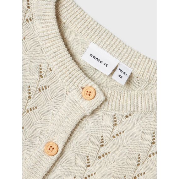 Name IT Mädchen Nmfbanni Ls Knit Card Noos Strickjacke, Peyote Melange, 56 EU