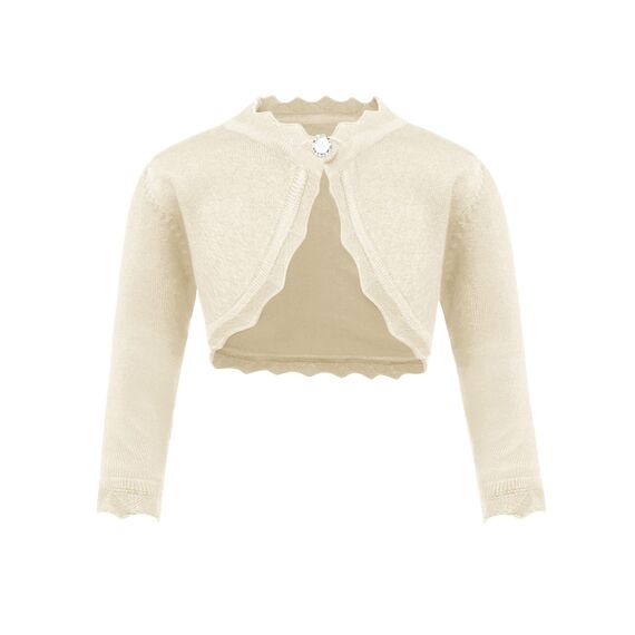 trudge Bolero Mädchen Festlich Bolerojacke Shrug Elegante Langarm Schulterjacke trickjacke Kurz Cardigan mit Knöpfe Aprikose 146/9-10 Jahre