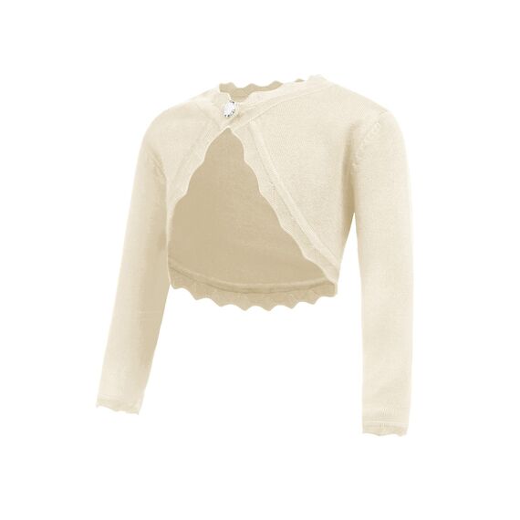 trudge Bolero Mädchen Festlich Bolerojacke Shrug Elegante Langarm Schulterjacke trickjacke Kurz Cardigan mit Knöpfe Aprikose 146/9-10 Jahre