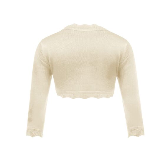 trudge Bolero Mädchen Festlich Bolerojacke Shrug Elegante Langarm Schulterjacke trickjacke Kurz Cardigan mit Knöpfe Aprikose 146/9-10 Jahre
