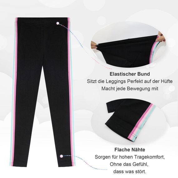 LiKing Kinder Mädchen Leggings Hosen Blumenmuster Stretch aus Baumwolle 4539-C-146/152-2