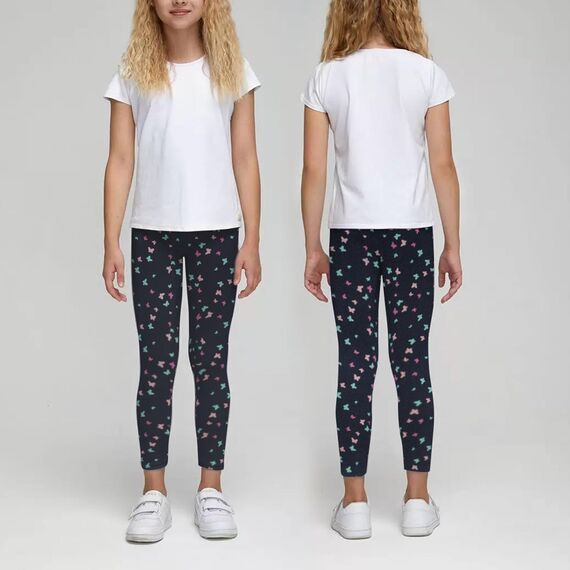 LiKing Kinder Mädchen Leggings Hosen Blumenmuster Stretch aus Baumwolle 4539-C-146/152-2