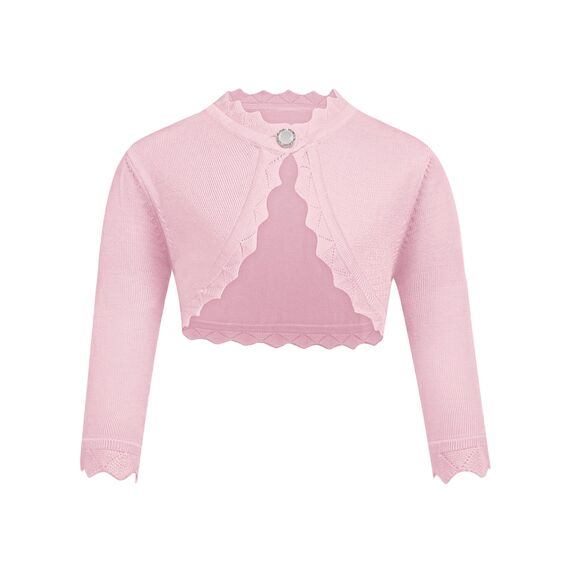 trudge Bolero Mädchen Langarm Kurze Strickjacke Jäckchen Baumwolle Weiche Jacke mit Knopf Rosa 152/10-11 Jahre