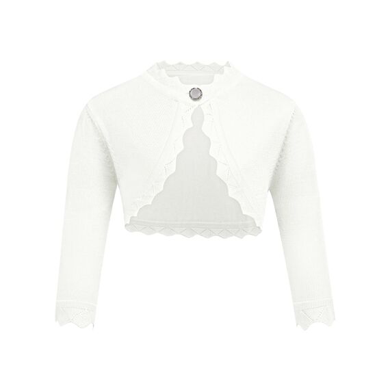 trudge Mädchen Bolero Festlich Langarm Elegant Strickjacke Basic Kurz Bolerojäckche Schulterjacke Casual Formell Cremeweiß 120