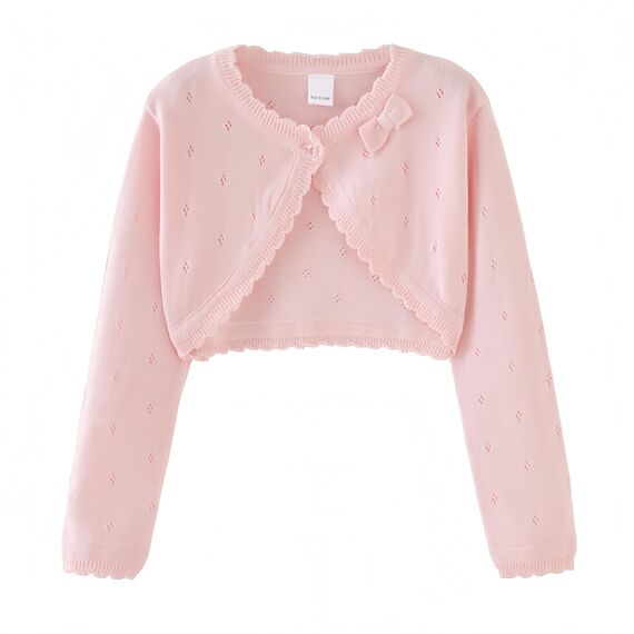 Proumhang Bolero Shrug Strickjacke für Mädchen Langärmelige Baumwollstrickpullover EIN-Knopf-Schal Jacke Sweatshirt Mäntel Chlidren Kleid Cover Up Für 3-10 Jahre Rosa 160