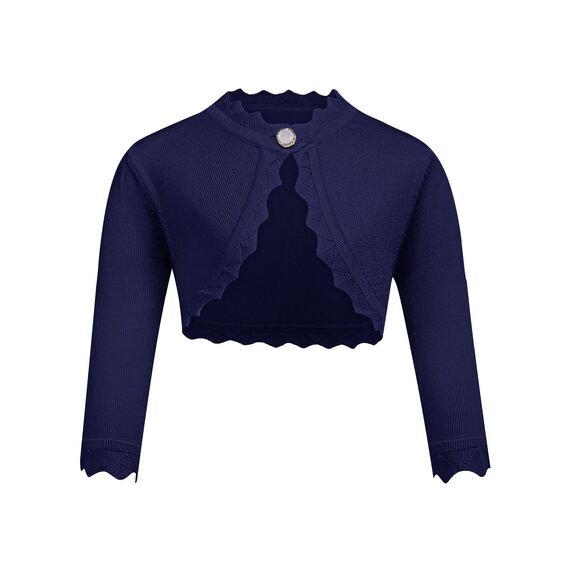 trudge Mädchen Strickjacke Basic Bolero Kinder Lange àrmel Schulterjacke Bolerojäckche kurz Zum Kommunionkleid Taufkleid, Navy Blau, 110