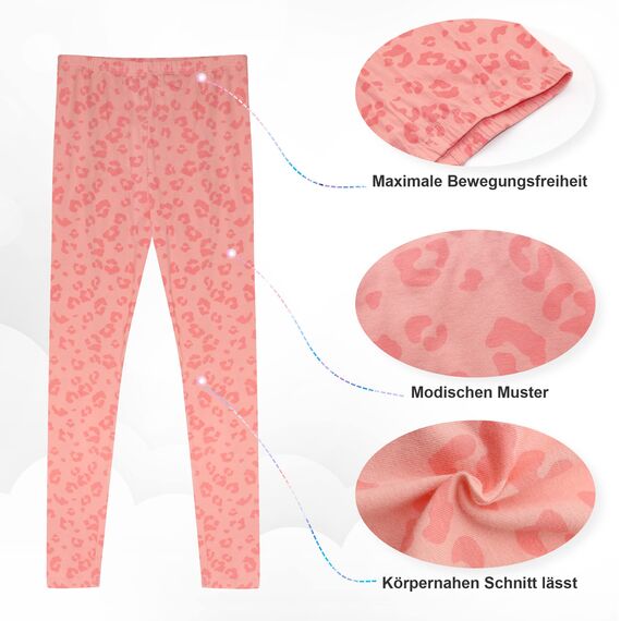 LiKing Kinder Mädchen Leggings Hosen Blumenmuster Stretch aus Baumwolle 4539-D-146/152-3
