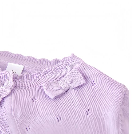 Proumhang Bolero Shrug Strickjacke für Mädchen Langärmelige Baumwollstrickpullover EIN-Knopf-Schal Jacke Sweatshirt Mäntel Chlidren Kleid Cover Up Für 3-10 Jahre Lila 100