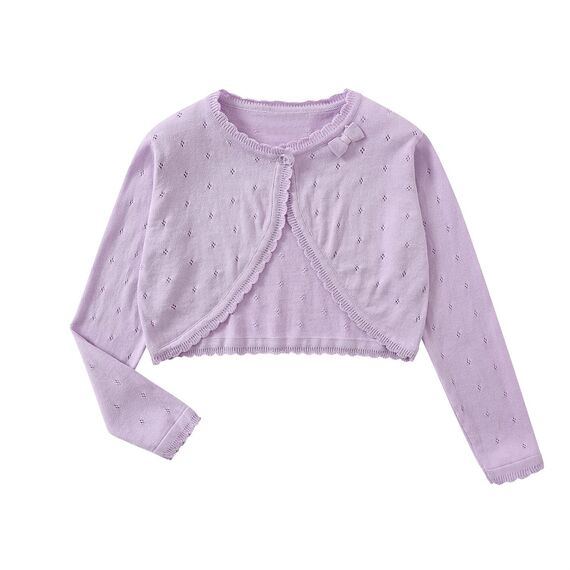 Yealoo Bolero Mädchen Lange Ärmel Strickjacke Kinder Bolerojacke Schulterjacke Kommunionkleid Baumwolle mit Schleife