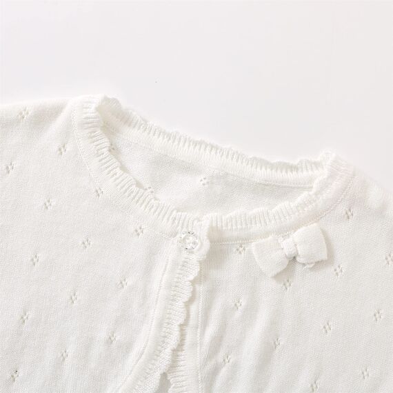 Yealoo Bolero Mädchen Lange Ärmel Strickjacke Kinder Bolerojacke Schulterjacke Kommunionkleid Baumwolle mit Schleife