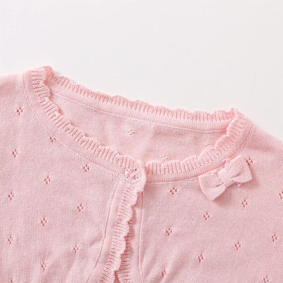 Yealoo Bolero Mädchen Lange Ärmel Strickjacke Kinder Bolerojacke Schulterjacke Kommunionkleid Baumwolle mit Schleife