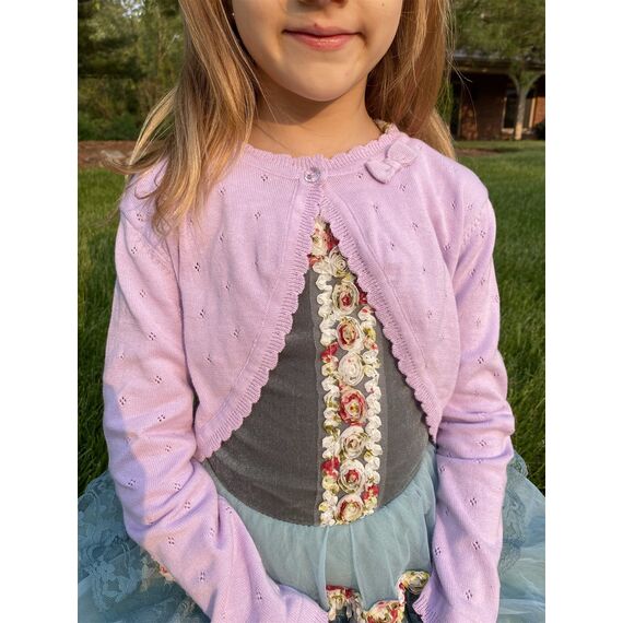 Yealoo Bolero Mädchen Lange Ärmel Strickjacke Kinder Bolerojacke Schulterjacke Kommunionkleid Baumwolle mit Schleife