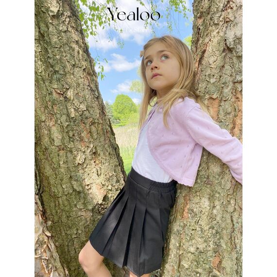 Yealoo Bolero Mädchen Lange Ärmel Strickjacke Kinder Bolerojacke Schulterjacke Kommunionkleid Baumwolle mit Schleife