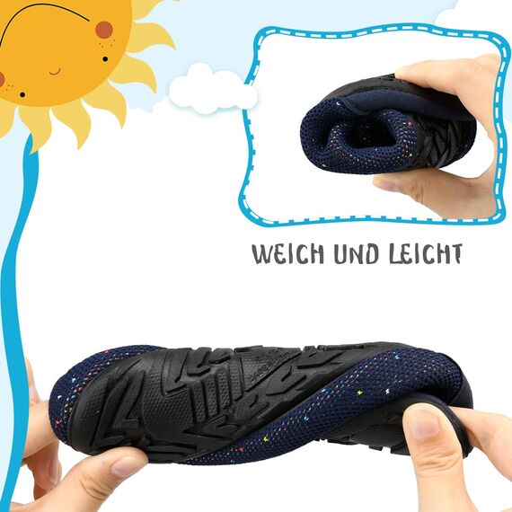 Kyopp Hausschuhe Kinder Junge Mädchen Pantoffeln Rutschfest Barfussschuhe Kindergarten Slippers für Atmungsaktive Weich Lauflernschuhe Kleinkinder Schuhe(Marineblau-Kosmisch 26/27EU)