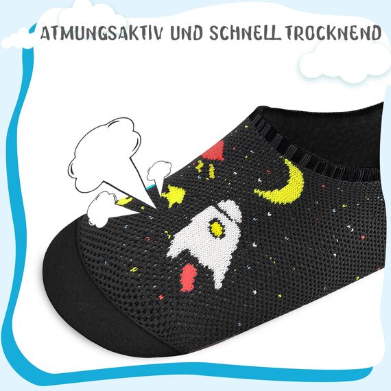 Kyopp Hausschuhe Kinder Junge Mädchen Pantoffeln Rutschfest Barfussschuhe Kindergarten Slippers für Atmungsaktive Weich Lauflernschuhe Kleinkinder Schuhe(Schwarzer-Kosmisch 24/25EU)