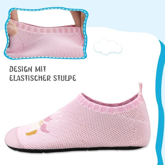 Kyopp Hausschuhe Kinder Junge Mädchen Pantoffeln Rutschfest Barfussschuhe Kindergarten Slippers für Atmungsaktive Weich Lauflernschuhe Kleinkinder Schuhe(Blassrosa 26/27EU)