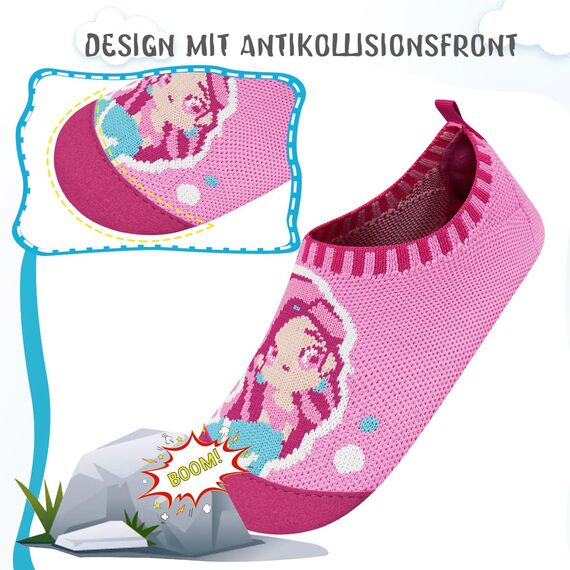 Kyopp Hausschuhe Kinder Junge Mädchen Pantoffeln Rutschfest Barfussschuhe Kindergarten Slippers für Atmungsaktive Weich Lauflernschuhe Kleinkinder Schuhe(Meerjungfrau-Rosa 22/23EU)