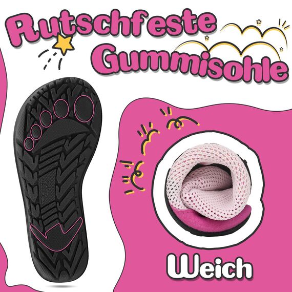 Kyopp Hausschuhe Kinder Junge Mädchen Pantoffeln Rutschfest Barfussschuhe Kindergarten Slippers für Atmungsaktive Weich Lauflernschuhe Kleinkinder Schuhe(Einhorn Rosa 22/23EU)