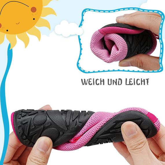 Kyopp Hausschuhe Kinder Junge Mädchen Pantoffeln Rutschfest Barfussschuhe Kindergarten Slippers für Atmungsaktive Weich Lauflernschuhe Kleinkinder Schuhe(Meerjungfrau-Rosa 24/25EU)