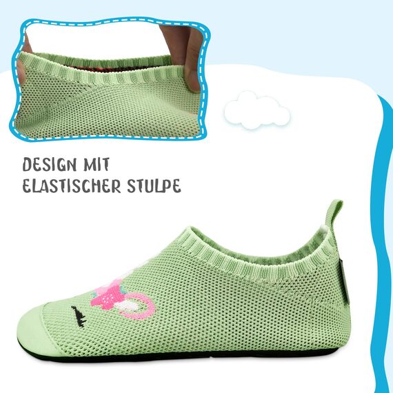 Kyopp Hausschuhe Kinder Junge Mädchen Pantoffeln Rutschfest Barfussschuhe Kindergarten Slippers für Atmungsaktive Weich Lauflernschuhe Kleinkinder Schuhe(Hellgrün 24/25EU)