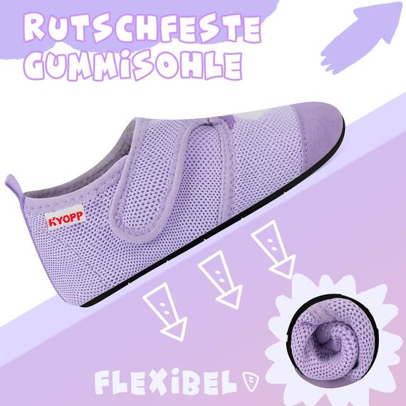 Kyopp Hausschuhe Kinder Junge Klettverschluss Schuhe Mädchen Pantoffeln Rutschfest Slippers für Atmungsaktive Weich Kleinkinder Schuhe(Einhorn Lila 22/23EU)