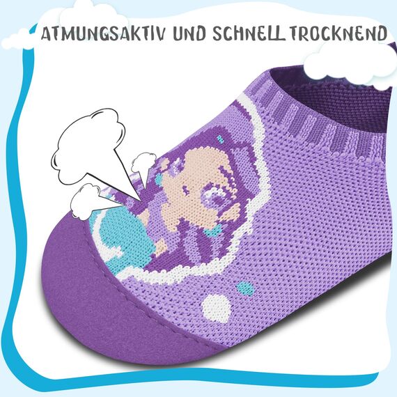 Kyopp Hausschuhe Kinder Junge Mädchen Pantoffeln Rutschfest Barfussschuhe Kindergarten Slippers für Atmungsaktive Weich Lauflernschuhe Kleinkinder Schuhe(Meerjungfrau-Violett 28/29EU)