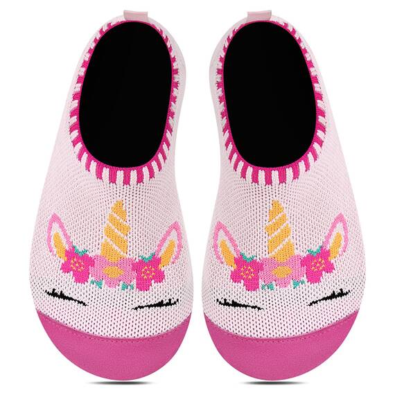 Kyopp Hausschuhe Kinder Junge Mädchen Pantoffeln Rutschfest Barfussschuhe Kindergarten Slippers für Atmungsaktive Weich Lauflernschuhe Kleinkinder Schuhe(Einhorn Rosa 20/21EU)