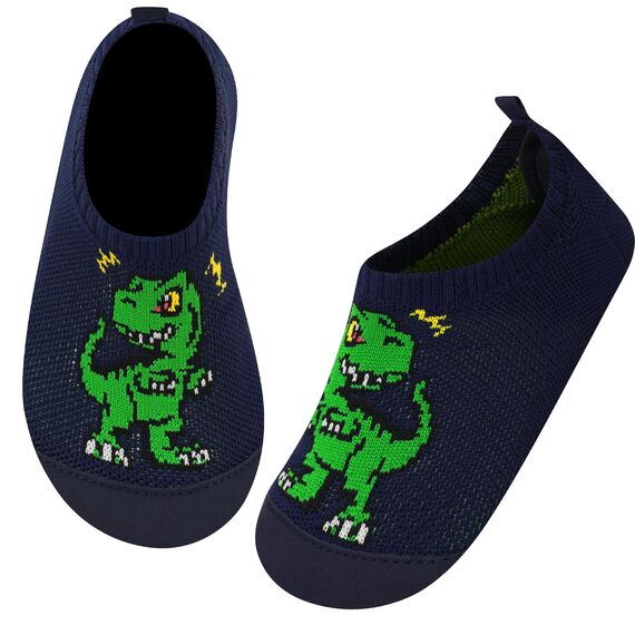 Kyopp Hausschuhe Kinder Junge Mädchen Pantoffeln Rutschfest Barfussschuhe Kindergarten Slippers für Atmungsaktive Weich Lauflernschuhe Kleinkinder Schuhe(Dinosaurier-2233 24/25EU)