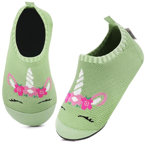 Kyopp Hausschuhe Kinder Junge Mädchen Pantoffeln Rutschfest Barfussschuhe Kindergarten Slippers für Atmungsaktive Weich Lauflernschuhe Kleinkinder Schuhe(Hellgrün 34/35EU)