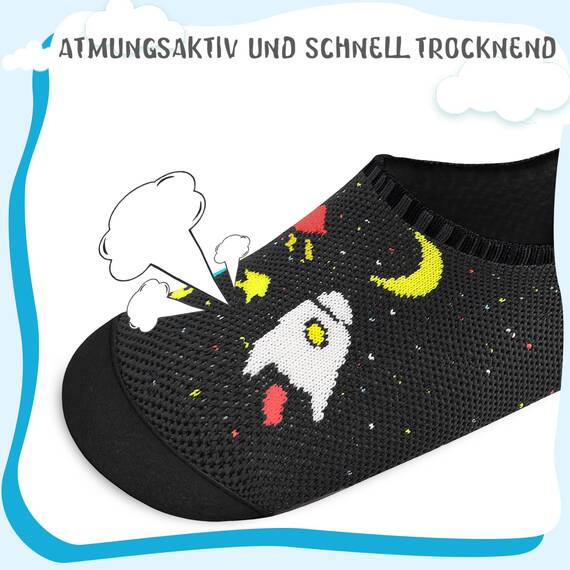 Kyopp Hausschuhe Kinder Junge Mädchen Pantoffeln Rutschfest Barfussschuhe Kindergarten Slippers für Atmungsaktive Weich Lauflernschuhe Kleinkinder Schuhe(Schwarzer-Kosmisch 32/33EU)