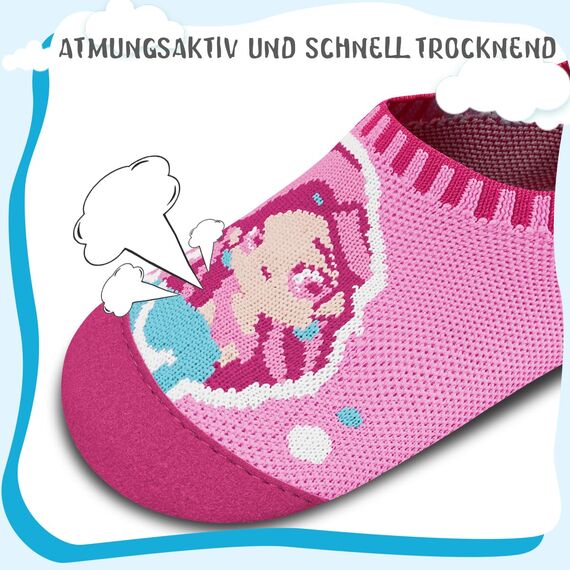 Kyopp Hausschuhe Kinder Junge Mädchen Pantoffeln Rutschfest Barfussschuhe Kindergarten Slippers für Atmungsaktive Weich Lauflernschuhe Kleinkinder Schuhe(Meerjungfrau-Rosa 34/35EU)