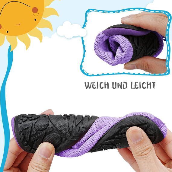 Kyopp Hausschuhe Kinder Junge Mädchen Pantoffeln Rutschfest Barfussschuhe Kindergarten Slippers für Atmungsaktive Weich Lauflernschuhe Kleinkinder Schuhe(Meerjungfrau-Violett 34/35EU)