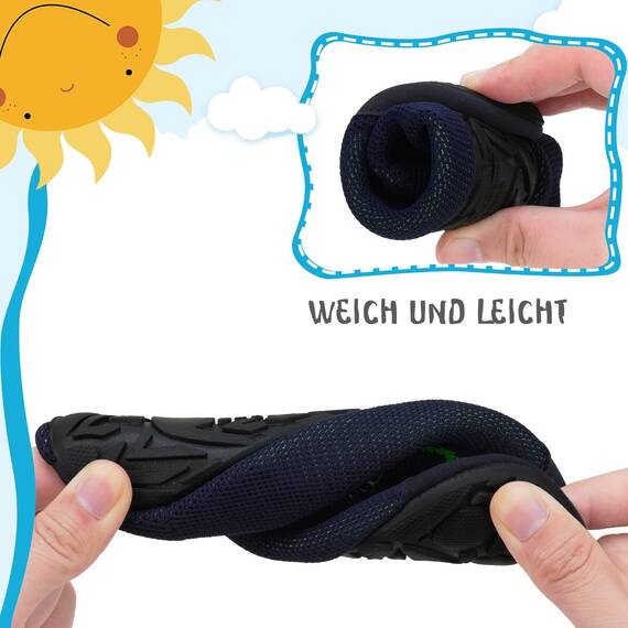 Kyopp Hausschuhe Kinder Junge Mädchen Pantoffeln Rutschfest Barfussschuhe Kindergarten Slippers für Atmungsaktive Weich Lauflernschuhe Kleinkinder Schuhe(Dinosaurier-2233 34/35EU)