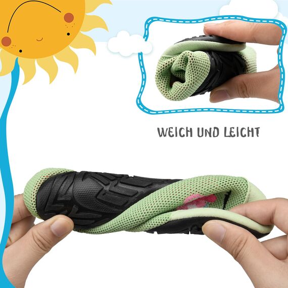 Kyopp Hausschuhe Kinder Junge Mädchen Pantoffeln Rutschfest Barfussschuhe Kindergarten Slippers für Atmungsaktive Weich Lauflernschuhe Kleinkinder Schuhe(Hellgrün 34/35EU)