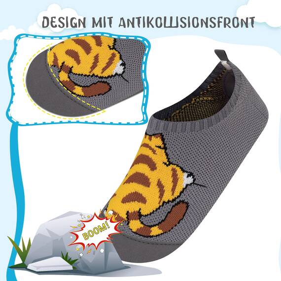 Kyopp Hausschuhe Kinder Junge Mädchen Pantoffeln Rutschfest Barfussschuhe Kindergarten Slippers für Atmungsaktive Weich Lauflernschuhe Kleinkinder Schuhe(Katze 30/31EU)