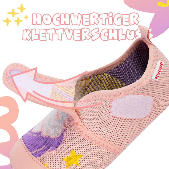Kyopp Hausschuhe Kinder Junge Klettverschluss Schuhe Mädchen Pantoffeln Rutschfest Slippers für Atmungsaktive Weich Kleinkinder Schuhe(Einhorn Hellrosa 32/33EU)