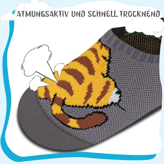 Kyopp Hausschuhe Kinder Junge Mädchen Pantoffeln Rutschfest Barfussschuhe Kindergarten Slippers für Atmungsaktive Weich Lauflernschuhe Kleinkinder Schuhe(Katze 34/35EU)