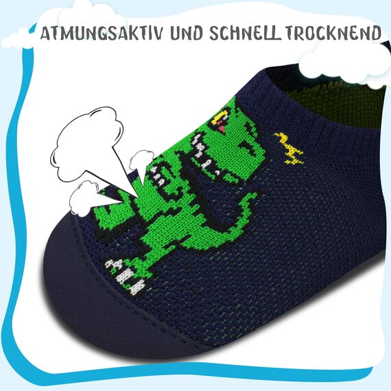 Kyopp Hausschuhe Kinder Junge Mädchen Pantoffeln Rutschfest Barfussschuhe Kindergarten Slippers für Atmungsaktive Weich Lauflernschuhe Kleinkinder Schuhe(Dinosaurier-2233 36/37EU)
