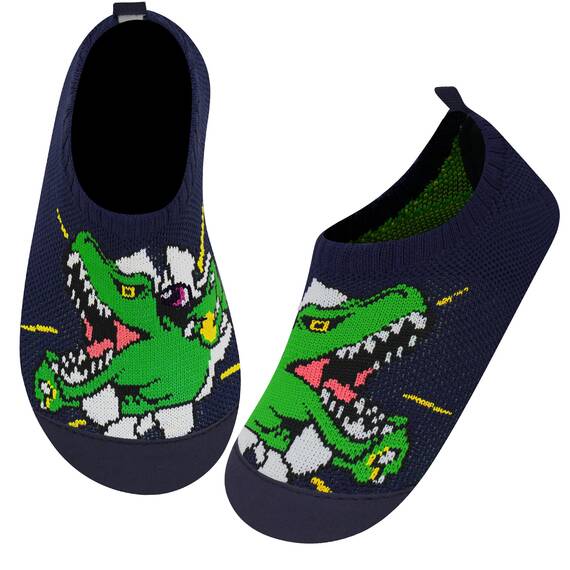 Kyopp Hausschuhe Kinder Junge Mädchen Pantoffeln Rutschfest Barfussschuhe Kindergarten Slippers für Atmungsaktive Weich Lauflernschuhe Kleinkinder Schuhe(Grausame Dinosaurier-2234 34/35EU)