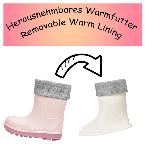 Playshoes Regenstiefel mit Futter (Herausnehmbar) Unisex Kinder Gummistiefel, Rosa Socke, 25 EU