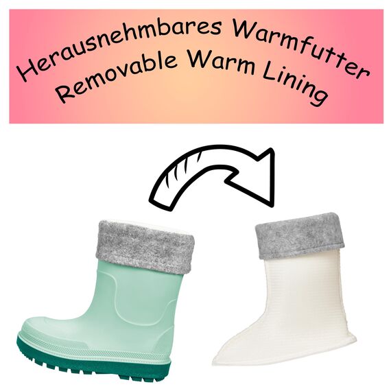 Playshoes Regenstiefel mit Futter (Herausnehmbar) Unisex Kinder Gummistiefel, Grün Socke, 24 EU