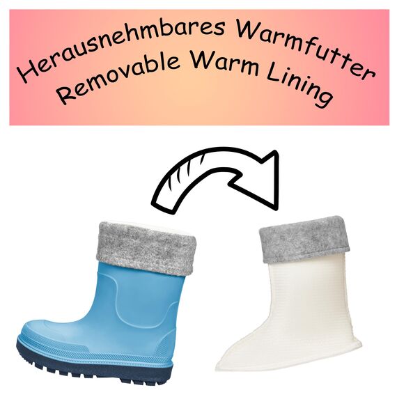 Playshoes Regenstiefel mit Futter (Herausnehmbar) Unisex Kinder Gummistiefel, Blau Socke, 21 EU