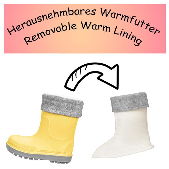 Playshoes Regenstiefel mit Futter (Herausnehmbar) Unisex Kinder Gummistiefel, Gelb Socke, 26 EU