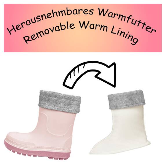 Playshoes Regenstiefel mit Futter (Herausnehmbar) Unisex Kinder Gummistiefel, Rosa Socke, 34 EU