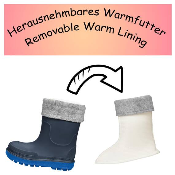 Playshoes Regenstiefel mit Futter (Herausnehmbar) Unisex Kinder Gummistiefel, Marine Socke, 30 EU