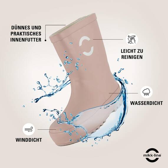 Mikk-line Gummistiefel Kinder 20 | Adobe Rose Regenstiefel Kinder Gefüttert | Gefütterte Gummistiefel Kinder | Wasserdichte Gummistiefel | Regenschuhe & Kinderstiefel